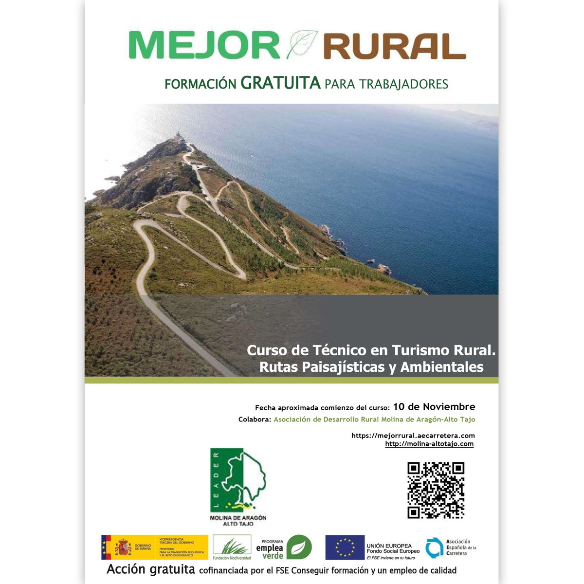 molina_altotajo's tweet image. ✅CURSO DE TÉCNICO EN TURISMO RURAL. Rutas Paisajísticas y Ambientales
Colaboramos con la @aecarretera y el #ProgramaEmpleaverde financiado por la @FBiodiversidad 🌳 en este curso gratuito y 100% on-line💻dirigido a trabajadores (por cuenta ajena y propia) HILO...