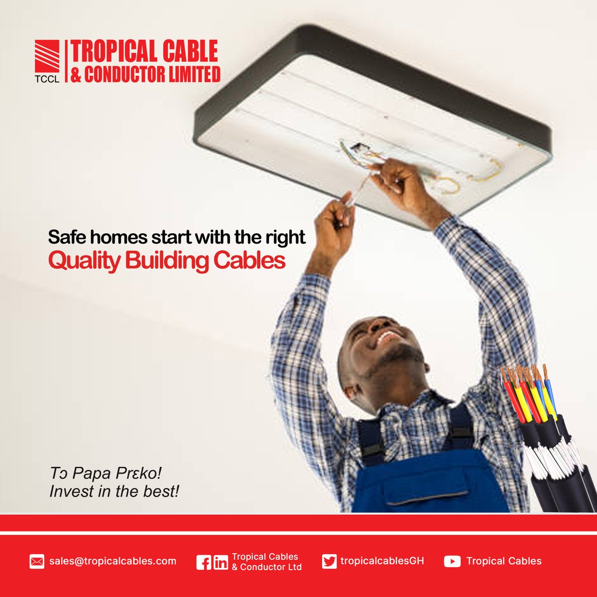 TropicalcableGH's tweet image. The safety of our customers is put into consideration in the manufacturing of our cables. Our quality Flame Retardant, Low Smoke cables makes sure lives and properties are always safe. #FlameRetardantLowSmokeFRLS #TropicalCables #Quality #Safety #BuildingCables #Manufacturing