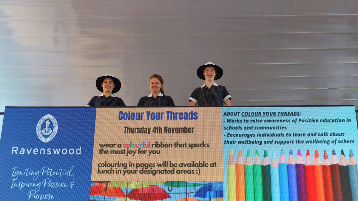 Ravenswood_News's tweet photo. Every day is Positive Education Day at Ravenswood but on #ColourYourThreadsforPosEd day today, we reflected on the importance of sharing #positiveeducation learning with fellow school communities. @PESA #wellbeing #alwaystowardsbetterthings https://t.co/uSLQUIabmd