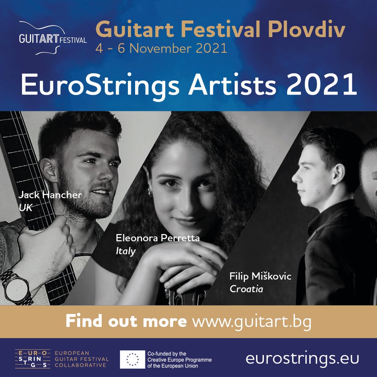 EuroStrings's tweet photo. And so it begins! 😉 Plovdiv GuitArt Festival kicks off today, with concerts played by #EuroStrings Artists that you can also watch on our Facebook page, as a part of the EuroStrings conference 🤗
TUNE IN at 16:00 (CET) ‼️
#creativeeurope #classicalguitar https://t.co/WmQiJNhSFt