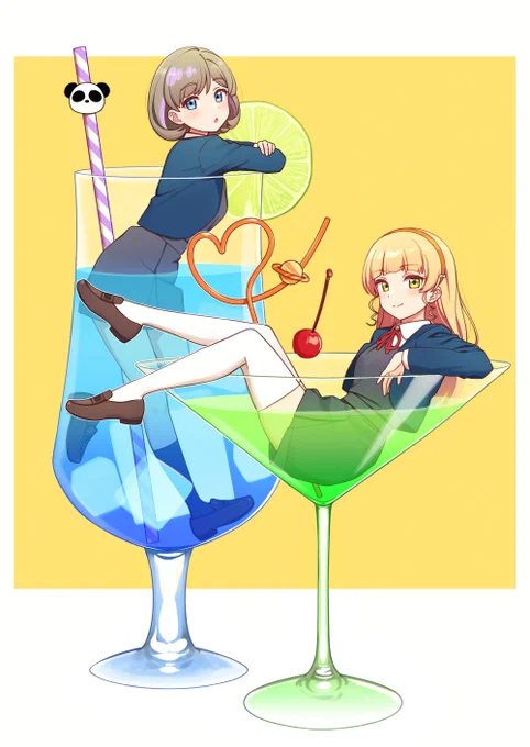 パステルブルーとメロングリーン 