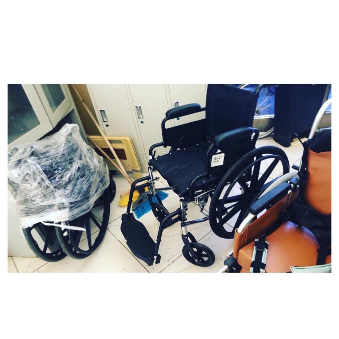 aabethospital's tweet photo. We had a good day today @aabethospital as @agapemobilityethiopia said “No More Crawling on The Floor” donated brand new wheelchairs for us, also took our old broken ones to fix &amp; help us help our patients which is a much needed help. THANK YOU so much! #wheelchairs #donations https://t.co/YipNZ0vjkn