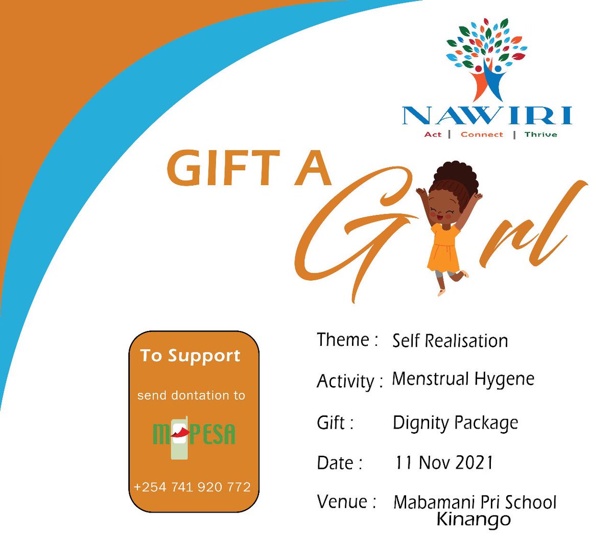 NawiriCBO's tweet photo. On our 3rd outreach we will be visiting Mabambani Primary school in Kinango. Kindly help us make the girls dream come true.#Dignitykits #Girlchildeducation #equalforbetter #NoToStigma #againstGBV https://t.co/snh9flNHJ2