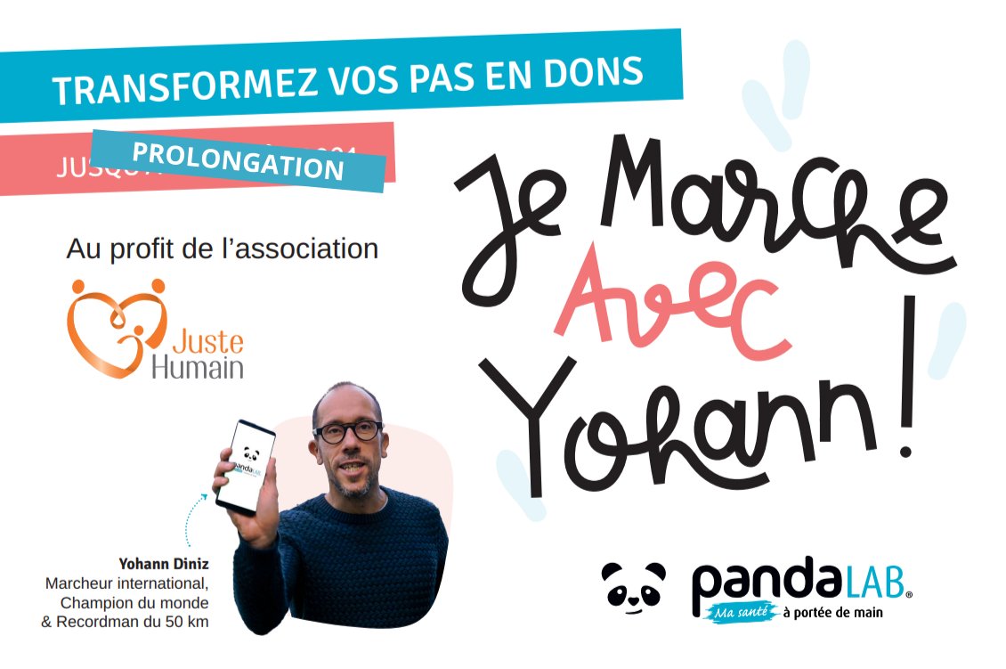 LaCoopWelcoop's tweet photo. Grâce à vous, des millions de pas ont été cumulés pour l'association @JusteHumain1. Mais saviez-vous que #JMAY est prolongé jusqu’au 30 novembre ? Rejoignez vite @DinizYohann en téléchargeant l’appli #PandaLabMasanté ➡ https://t.co/4o5Rq3u5HK https://t.co/4qVFTlr8Vw
