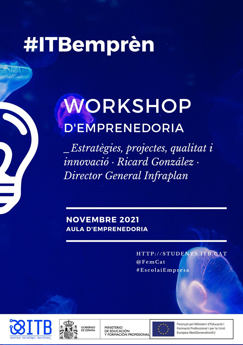 iTecBcn's tweet photo. Aquest dimecres sessió doble de Workshop d'emprenedoria 🔝:

A les 11.15h, l'alumnat d'A3D rebrà al Santiago Martínez, responsable del dpt d'informàtica a @NissanEurope 🚗

A les 12.00h, el grup de 1r de DAWe estarà amb el Ricard González, dtor general d'@infraplan💡

#ITBEmpren https://t.co/JqMpWnZ9YW
