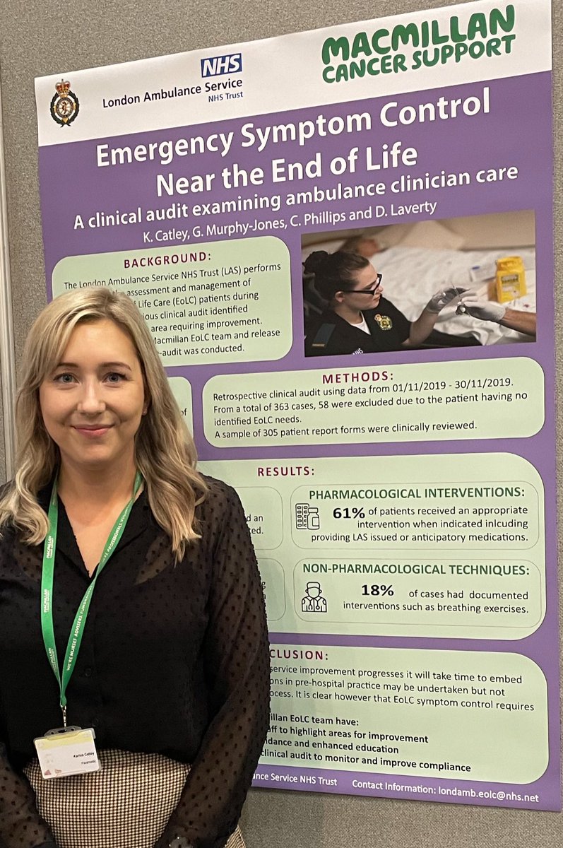 Excited to be at <a href="/hospiceuk/">Hospice UK</a> conference representing <a href="/Ldn_Ambulance/">London Ambulance Service</a> &amp; <a href="/macmillancancer/">Macmillan Cancer Support</a>  with our EoLC team poster on symptom control by ambulance clinicians