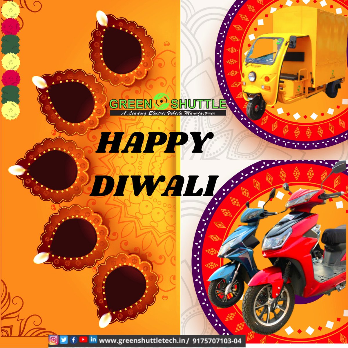 ShuttleLtd's tweet photo. Wishing you and your family a very Happy  &amp; Prosperous Diwali 🌹from Green Shuttle team💐💥
#GoGreen #goelectric #HappyDeepavali https://t.co/1SGxstgrAt
