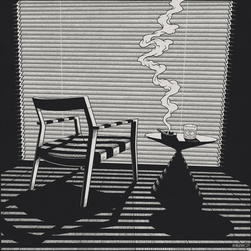 creativeboom's tweet photo. Martin Reznik brings a touch of #filmnoir suspense to furniture design illustrations https://t.co/LpcztUFUI8 https://t.co/q8qvll2gYv