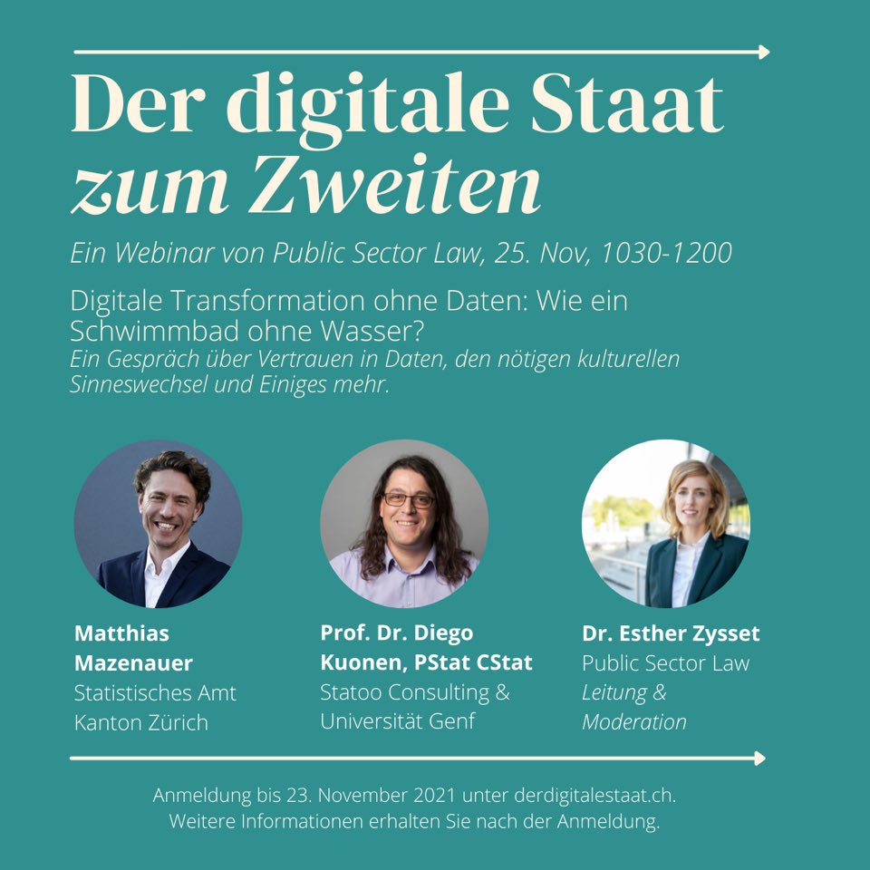 Herzliche Einladung zu unserem Webinar am 25. November mit @DiegoKuonen und @mmznr! Anmeldung unter derdigitalestaat.ch/der-digitale-s…