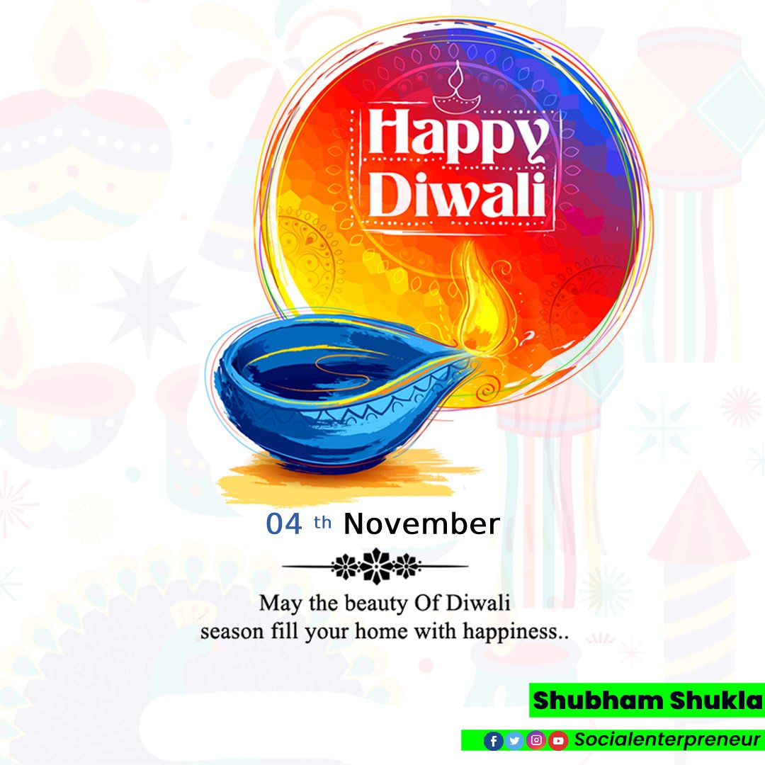 Let this Diwali burn all your worries away and bestow you with good times. Happy Diwali!🌸💐
#socialentreprenur 
#entrepreneurlife
#keepsmiling 
#dreambig 
#achieveyourgoals   #diwalicelebration  #VishwaasKaTyohaar