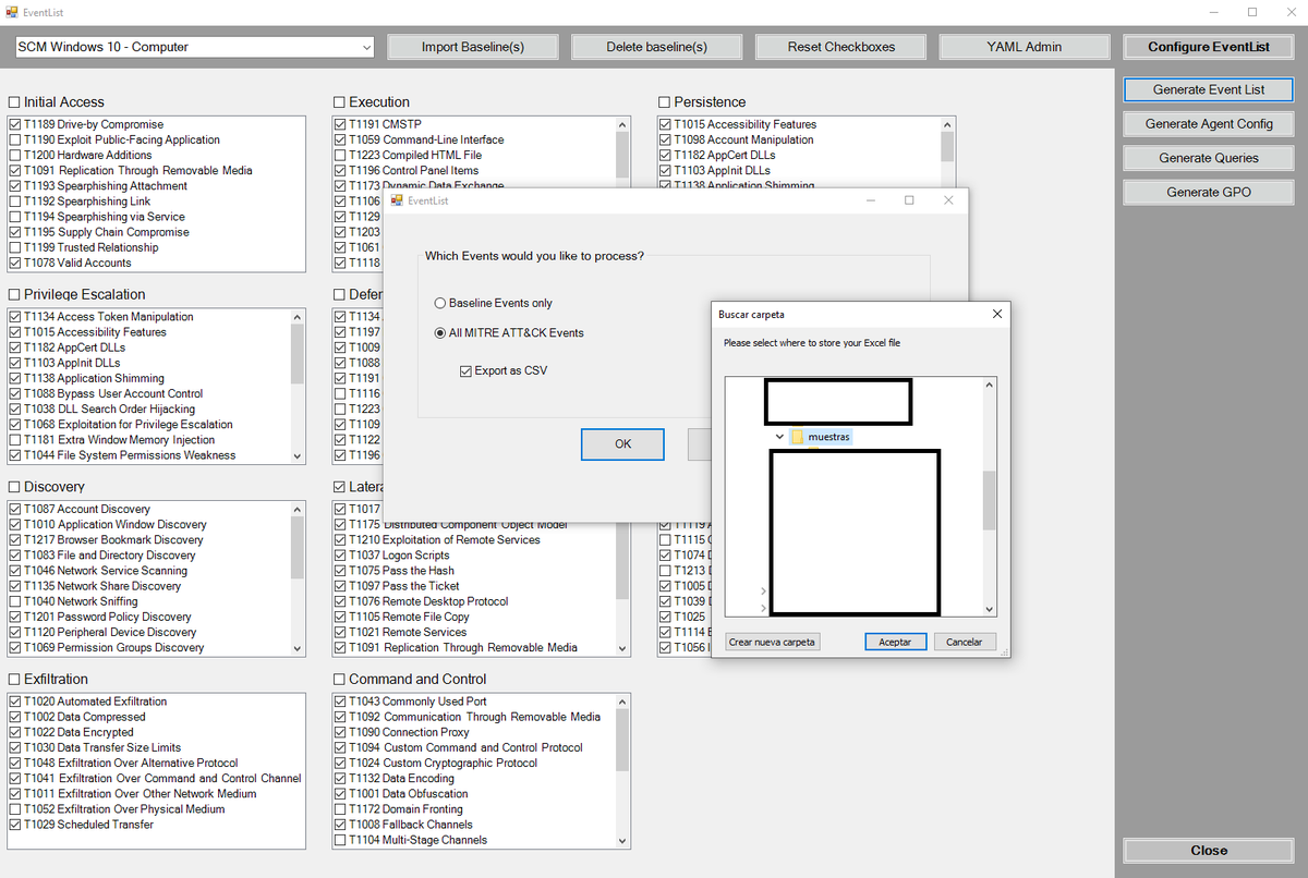 seguridadyredes's tweet photo. #EventList &amp; MITRE ATT&amp;CK &amp; SIEM

EventList is a tool to help improving your Audit capabilities and to help to build your Security Operation Center.

En #powershell:
> Install-Module -Name EventList -Force
> Open-EventListGUI

Generate GPO... (cap. 4) https://t.co/UWnJeyrRtS