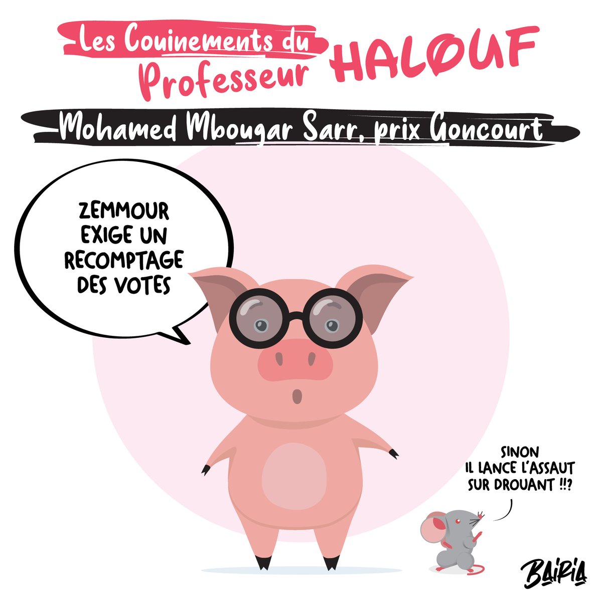 BaiRia2's tweet photo. This is provocation ! #MohamedMbougarSarr #PrixGoncourt #PrixGoncourt2021 #Zemmour #litterature #livre #caricature https://t.co/p6tw8Q2lf4