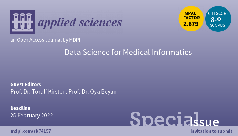 toralf_kirsten's tweet photo. There is an interesting opportunity in submitting research papers and best practices to the Special Issue on Data Science for Medical Informatics.
We welcome your ideas.
https://t.co/nhq1dStR5K https://t.co/hhgzihdun6