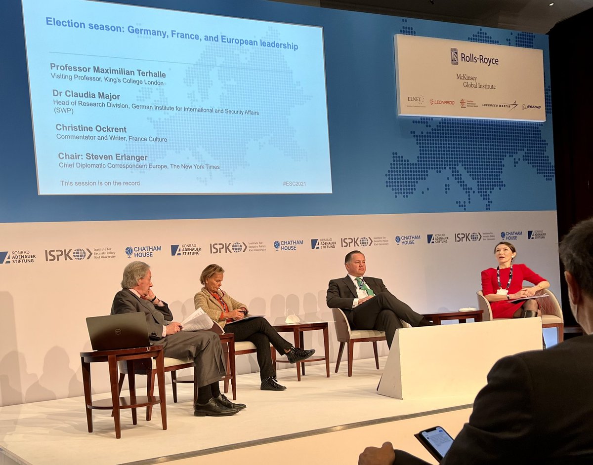 Defense spendings, nuclear participation, arms exports, relations with China &amp; Russia… several critical issues for the new #Koalitionsvertrag. Thanks <a href="/ClaudMajor/">Claudia Major</a> for pushing these topics. I would also add Germany’s future role in the Middle East though. #ESC2021