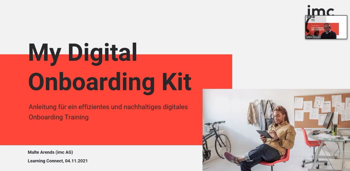 froileinkiki's tweet photo. Wie digitalisiert man 5 Tage Präsenz-Onboarding? Malte Arends, #BlendedLearning Specialist bei @imc_learning liefert Impulse und Best Practices anhand eines Kundenbeispiels #LearningConnect #WeEmpower https://t.co/GpjdikddWg