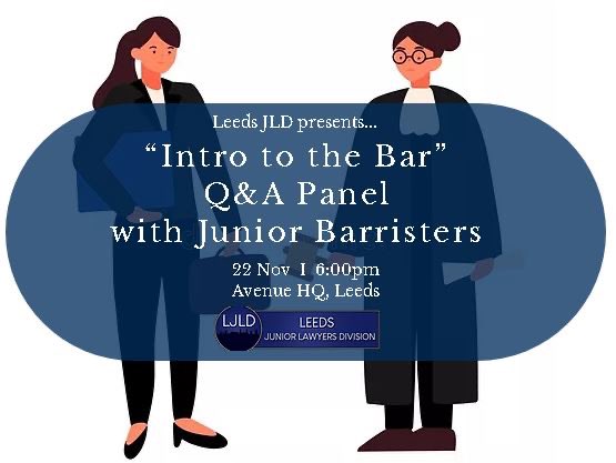 JLDLeeds's tweet image. We’re hosting a Q&amp;amp;A session with a panel of Junior Barristers at @avenuehq_lds on 22 November

Join us for a Q&amp;amp;A and informal networking (with free drinks and snacks!)

This event is FREE for members and £5 for non-members 

Sign up here: leedsjld.com/events