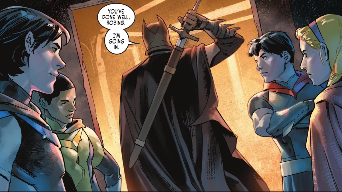 ✎ ⨾ Dark Knights Of Steel is literally a dream come true.

Medieval setting.
Superman &amp; Batman.
All Robins are there as well.
Bruce in his hot ass armor.
Fantastic art style.

I rarely buy comics, because shipping is a bish, but holy moly, I'll make an exception.