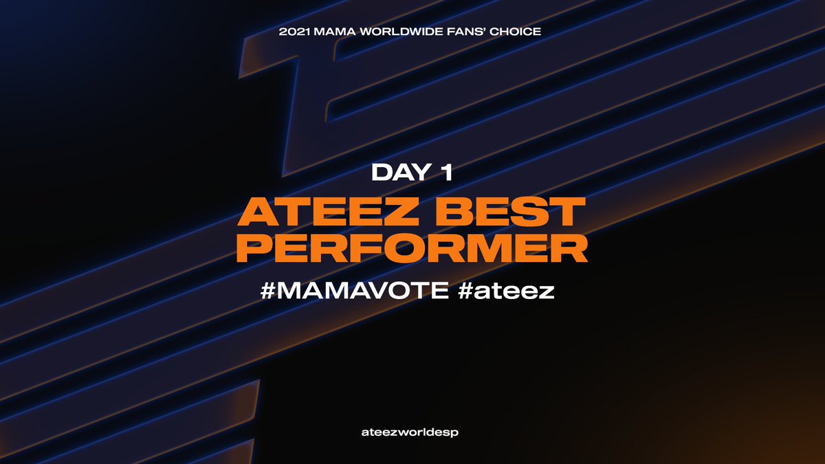 ATEEZsystem's tweet photo. [#2021MAMA] 

Brace yourselves for MAMA voting has officially started! Let's go ATINYs!🔥

ATEEZ BEST PERFORMER
#MAMAVOTE #ateez #에이티즈 @ATEEZofficial https://t.co/1O0MlLM9Nk