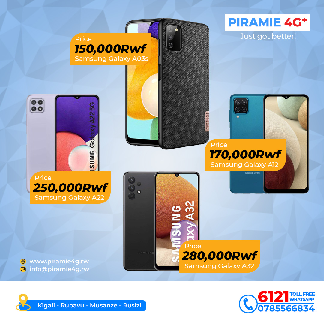 piramie4g's tweet photo. #thursdayoffer
Buy Samsung original smartphones from our shop at lower prices compared to other phone markets in Rwanda and get free 4G Simcard.
Call our toll free line 6121 for more information.
#Samsung #4G #piramie #thursday #hotdealsFire #RwOT https://t.co/bGulvQj4mc