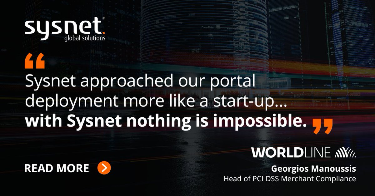 Find out more about our “partners over products” approach with <a href="/WorldlineGlobal/">Worldline</a> in our latest customer success story:

sysnetgs.com/worldline-cust…