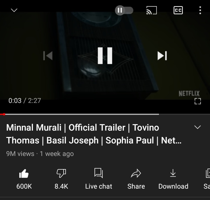 b_o_ss__'s tweet photo. #MinnalMurali Trailer crossed 600K Likes ⚡

Mollywood's Benchmark Likes in Youtube (Teaser/Trailer) :

100K - #Aadu2 Trailer
200K - #OruAdaarLove Teaser
300K - #OruAdaarLove Teaser
400K - #MinnalMurali 
500K - #MinnalMurali 
600K - #MinnalMurali https://t.co/Y0VCuQEH4k
