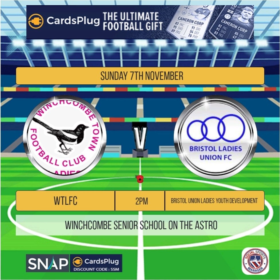 WinchcombeFc's tweet photo. This coming Sunday we welcome Bristol Ladies Union. We expect a tough, fast paced game.
KO 2PM
Please come and support the ladies ⚽️
#20212022season #gloucestershirecountywomensleague #upthewinch #UpTheTown #reformit #footballfix #womensfootball #footballfamily #WTLFC https://t.co/951M13iI8d