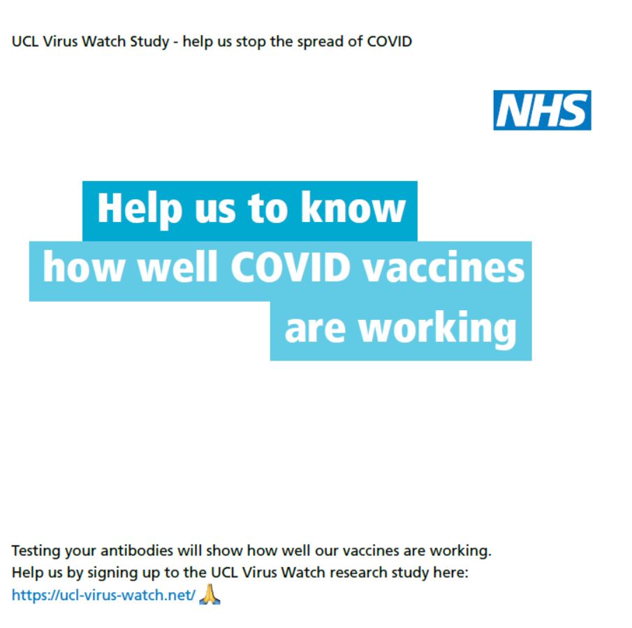 Arthritis_ACTN's tweet photo. Are you 18+ and living in England and Wales? 
If so, @VirusWatchStudy, a @UCL run research study of COVID-19 in England and Wales, would like your help in their new study.
Click here to learn more: https://t.co/8qJZ4OcAtV https://t.co/vaJYC2Egzq