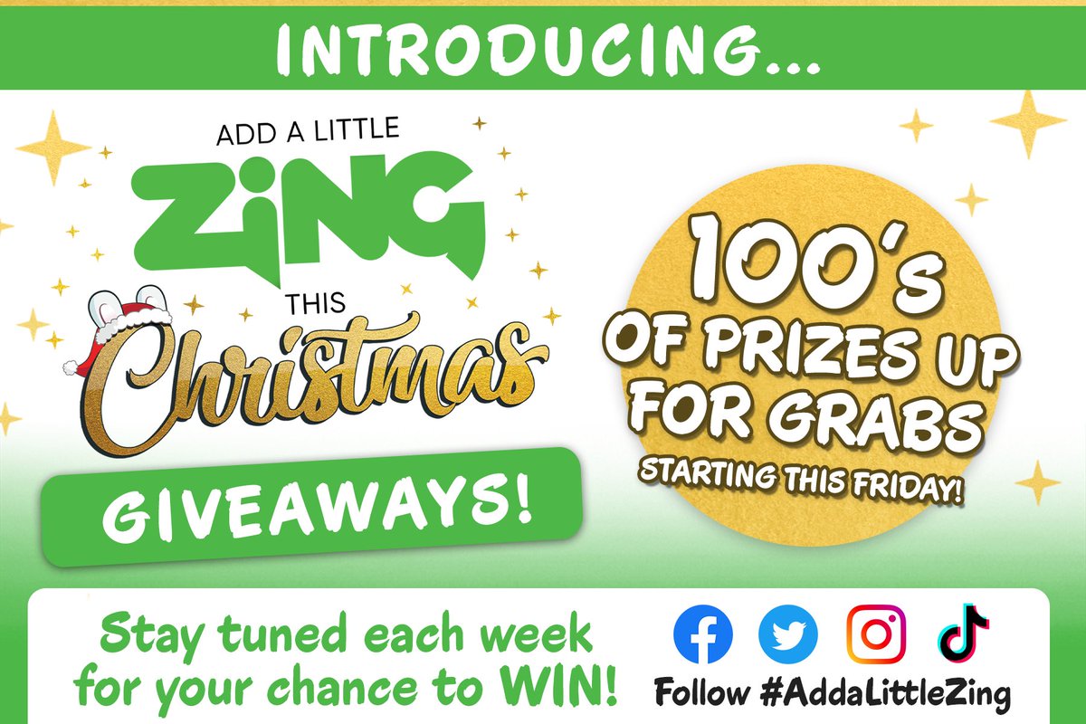 ZingPopCulture's tweet photo. INTRODUCING β¨ Add a Little Zing this Christmas Giveaways! ππ
We'll be giving away HUNDREDS of prizes in the lead up to Christmas, so make sure to keep an eye out on our profiles every week! π
Good luck and Happy Holidays! π
#AddaLittleZing #zingpopculture #win #christmas https://t.co/BGzMyYq1rf