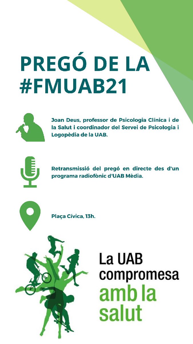 CORESalutMental's tweet photo. Avui, a la festa de la UAB, tenim al #JoanDeus @FPsicologiaUAB fent el pregó. 
#SalutMental al campus ha de continuar sent una prioritat. No ens deixem ningú endarrere. https://t.co/EWpX3Xui7U