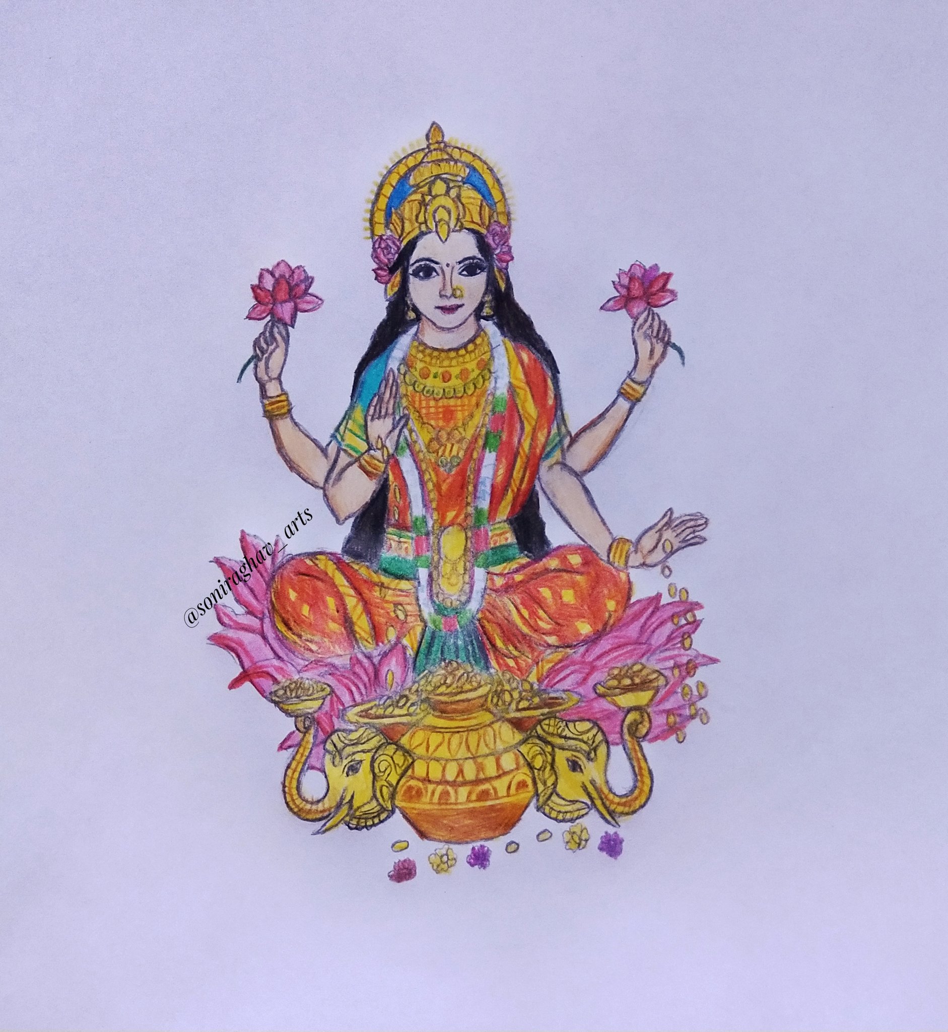 Learn How to Draw Lakshmi Mata Hinduism Step by Step  Drawing Tutorials