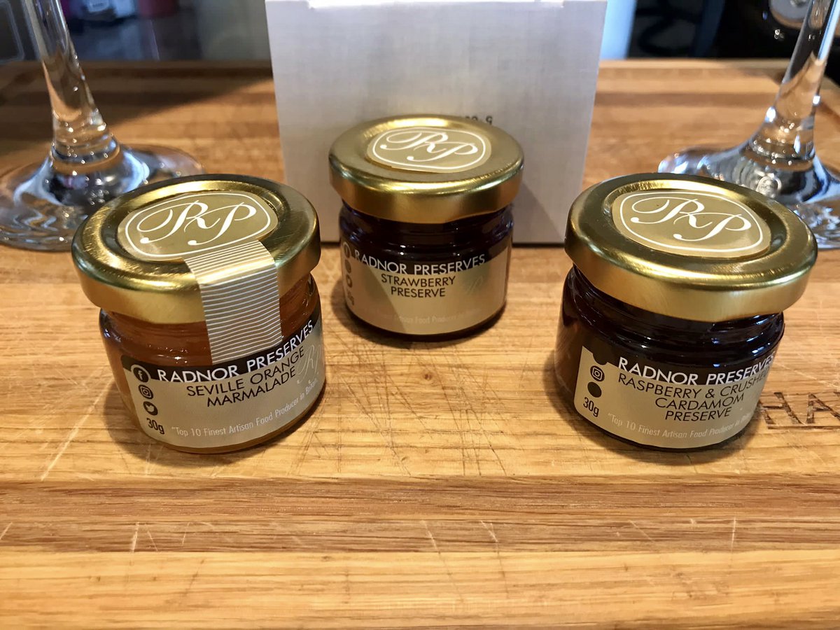 burghopecottage's tweet photo. New small jars of @RadnorPreserves in the welcome hamper at Burghope.πSeville orange marmalade, strawberry preserve & raspberry & crushed cardamom preserve - Pair it with @HobbsHouse bread & salted butter, also included in the welcome hamper.
#welcomehamper #foodie #uktravel https://t.co/9xOJPQIZLu