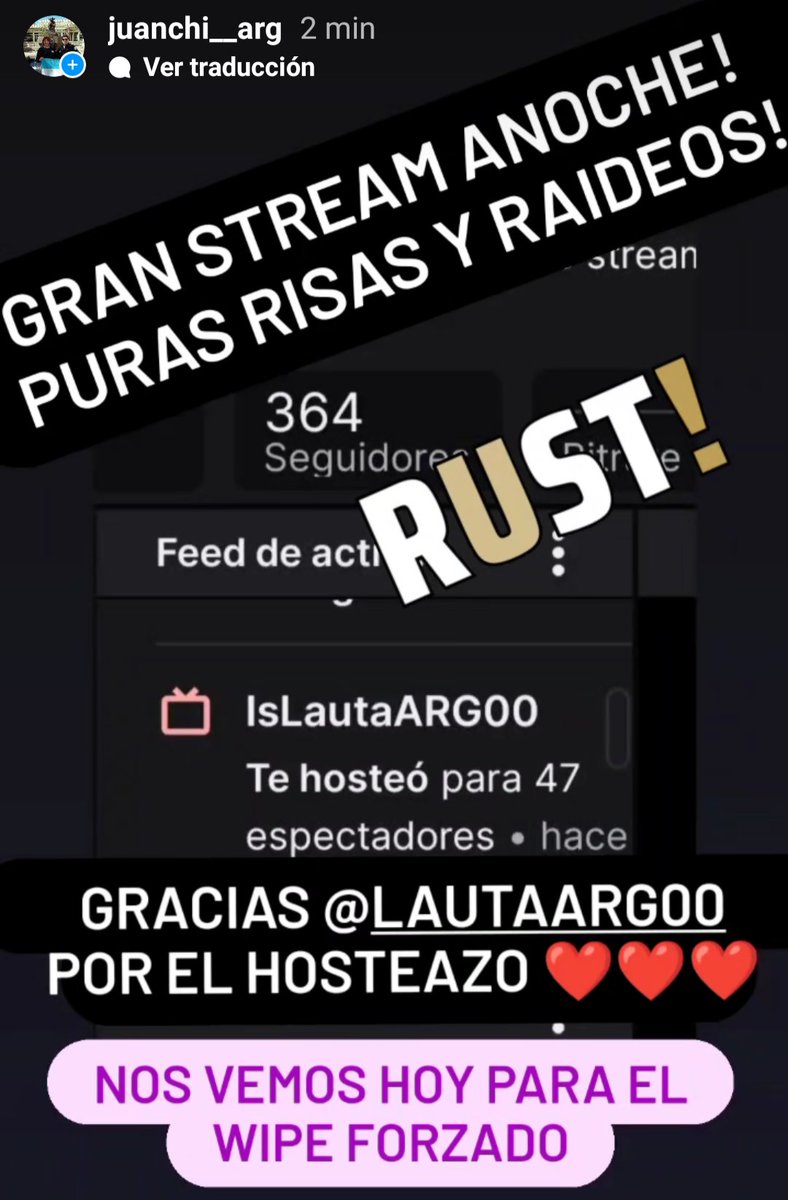 JuanchiARG1's tweet image. Gracias @LautaARG00 por el hosteazo ❤️❤️❤️
Nos vemos más tarde para el wipe forzado con @TheBlackMister @Geitta_ @kobea_ @jenko_oppa y el team ratilla!!
#playrust #ruststreamer #TwitchStreamer #RustHalloween