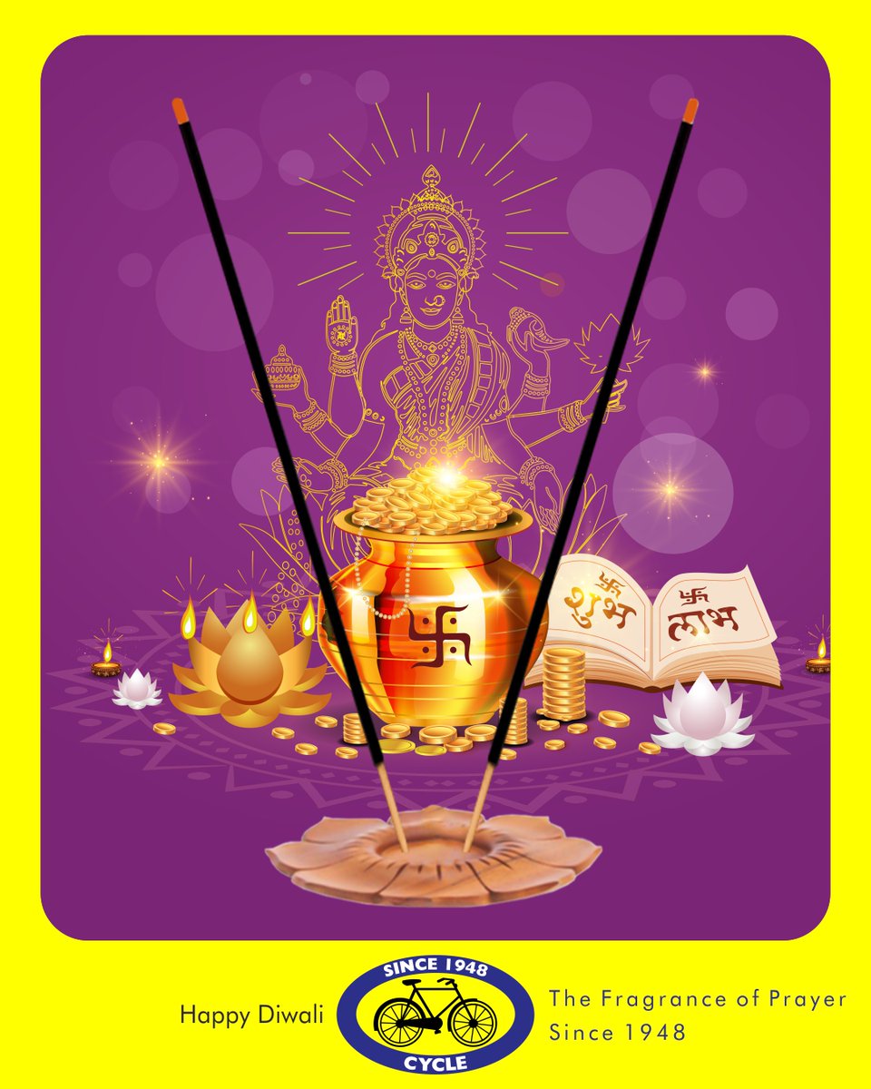 CYCLEdotIN's tweet photo. On this auspicious occasion of Diwali, we pray that the light of hope spreads happiness, health, wealth and prosperity across your homes and lives!
Cycle wishes you a very Happy Diwali!
#Diwali #FestivalOfLights #CyclePureAgarbathi #ReasonToPray https://t.co/lzne2QiaMt