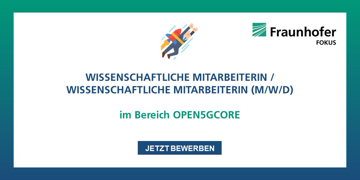 fraunhoferfokus's tweet photo. 🚀 We are hiring! Are you interested in working with our researchers on the further development of #Open5Gcore as well as research on topics in the area of #6G & #5G networks? Join our business unit software-based networks! Send us your application: https://t.co/1c1qULR2uy #Job https://t.co/TG1wf5j0Ae
