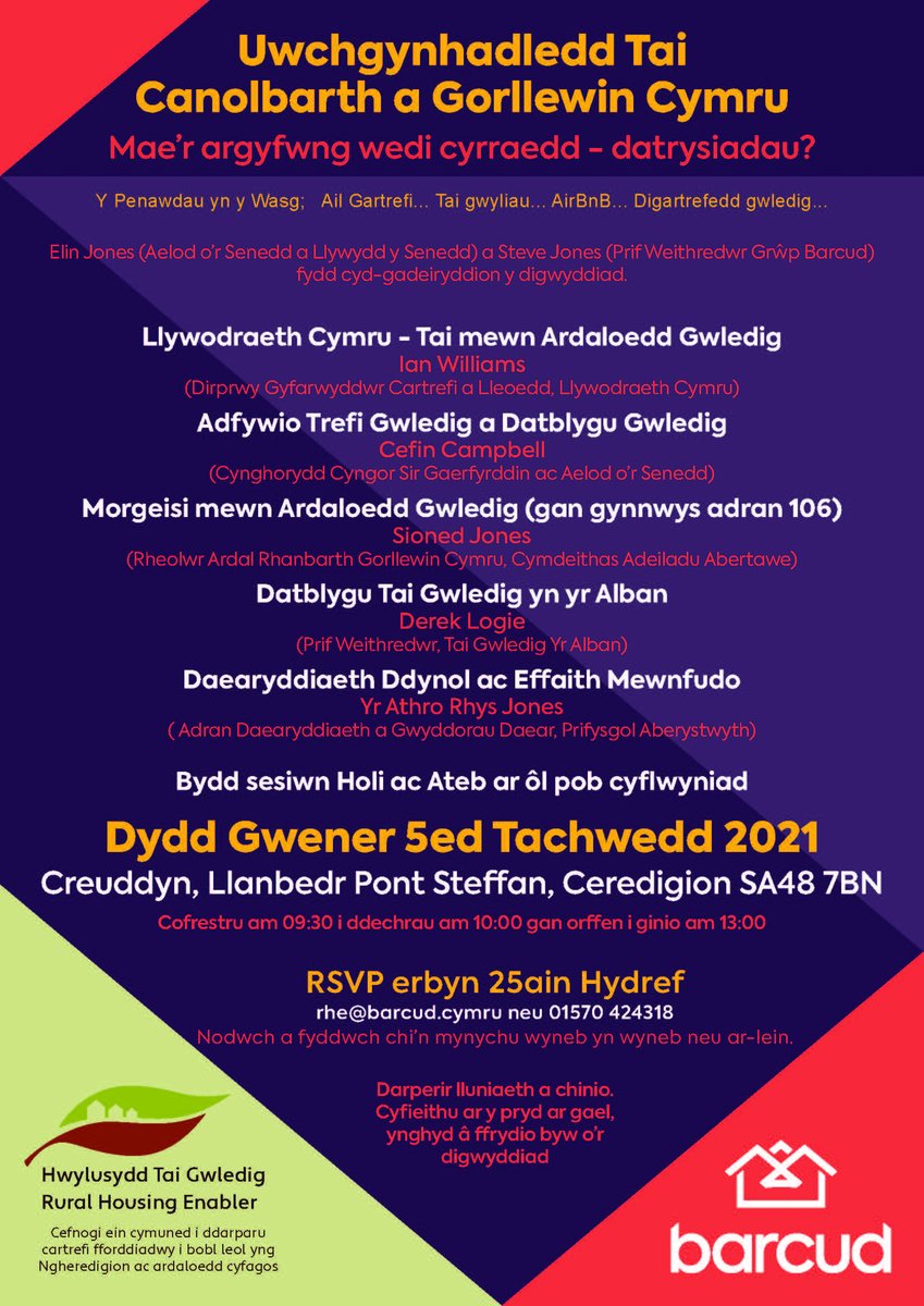 RheWest's tweet photo. Edrych ymlaen i yfory. Siaradwyr uchel proffil. #housingsolutions21 #argyfwngtai21 #rhewesthousingsummit #ruralhousingwales #taigwledigcymru #welshcommunities #Barcud @RuralHousingSco @cefincampbell @Prifysgol_Aber
@LlywodraethCym @SwanseaBS @stevebarcud @taibarcud https://t.co/YcWWa5Zstk