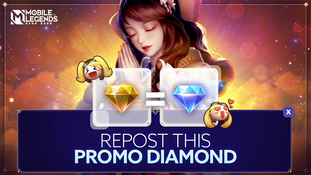 MobileLegendsOL's tweet photo. Repost this Promo Diamond, and you'll become the luckiest one and make a fortune!
How many Promo Diamonds do you have?

#MobileLegendsBangBang #MLBB1111 #MegaSale https://t.co/6ZWkQT971P