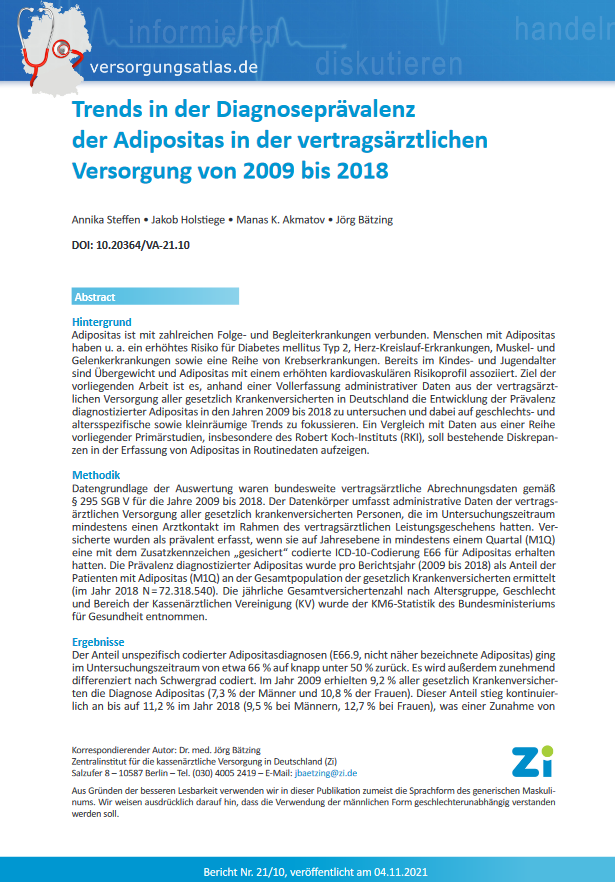 Zi_Berlin's tweet photo. Aktuelle #Zi-Studie zur Diagnosehäufigkeit von #Adipositas in Deutschland zeigt:
➡️Immer mehr Deutsche von #Fettleibigkeit betroffen
➡️Markanter Anstieg bei über 80-Jährigen
➡️Prävalenz in östlichen Bundesländern besonders hoch
👉https://t.co/Ih7QmOjrfx
👉https://t.co/V2US9iVfRI https://t.co/D2SjFLd19F