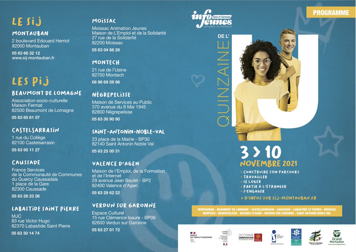 sijgmca's tweet photo. Quinzaine de l’IJ : Venez découvrir Information Jeunesse de Tarn-et-Garonne.
#InfoJeunes    #explorerlespossibles    
#15IJ82   #15IJTarnEtGaronne
https://t.co/EKnfym8cUA https://t.co/rsFkJJcXNK