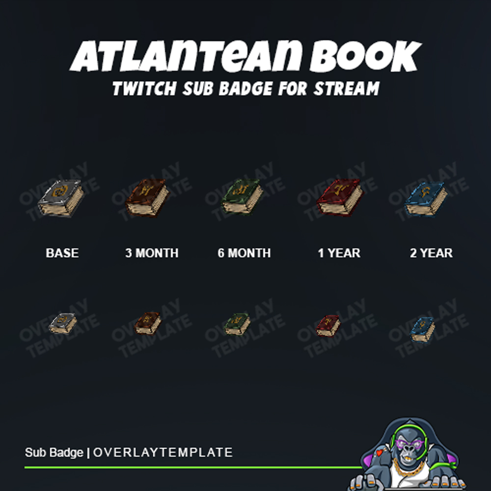 All about Atlantis 🧐🙌
our new sub badges design a valued classic book represents an artistic, eternal, and precious character.

Get it them by click link bellow ⬇ :
overlaytemplate.com/product/atlant…

#twitchemotes #twitch #twitchstreamer #streamer #badges #subbadges #bitbadges