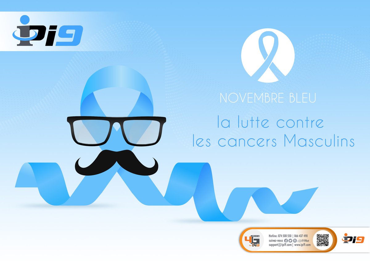 Novembre Bleu ou plutôt Movembre, Une pensée aux hommes qui se battent pour lutter contre les Cancers touchant essentiellement la gente masculine.
#iPi9 #NOVEMBREBLEU #cancers #Movember2021 #Web7 #SiteWeb #VisibilitéWeb  #PromoiPi9   #Nos_Pass_Illimité_4G_LTE #SurfEnBig