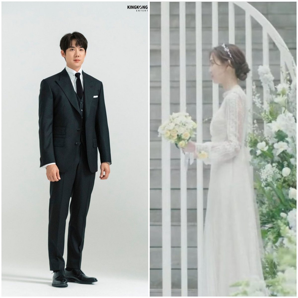 콜라주 사진 한장 더‼️‼️ 내 눈으로 이걸 못 본 게 천추의 한이다..둘 다 세상 행복한 얼굴로 마주보고 웃었을텐데, 누구보다 행복한 결혼식이었을텐데🥲 워노우정 진짜 나빴다