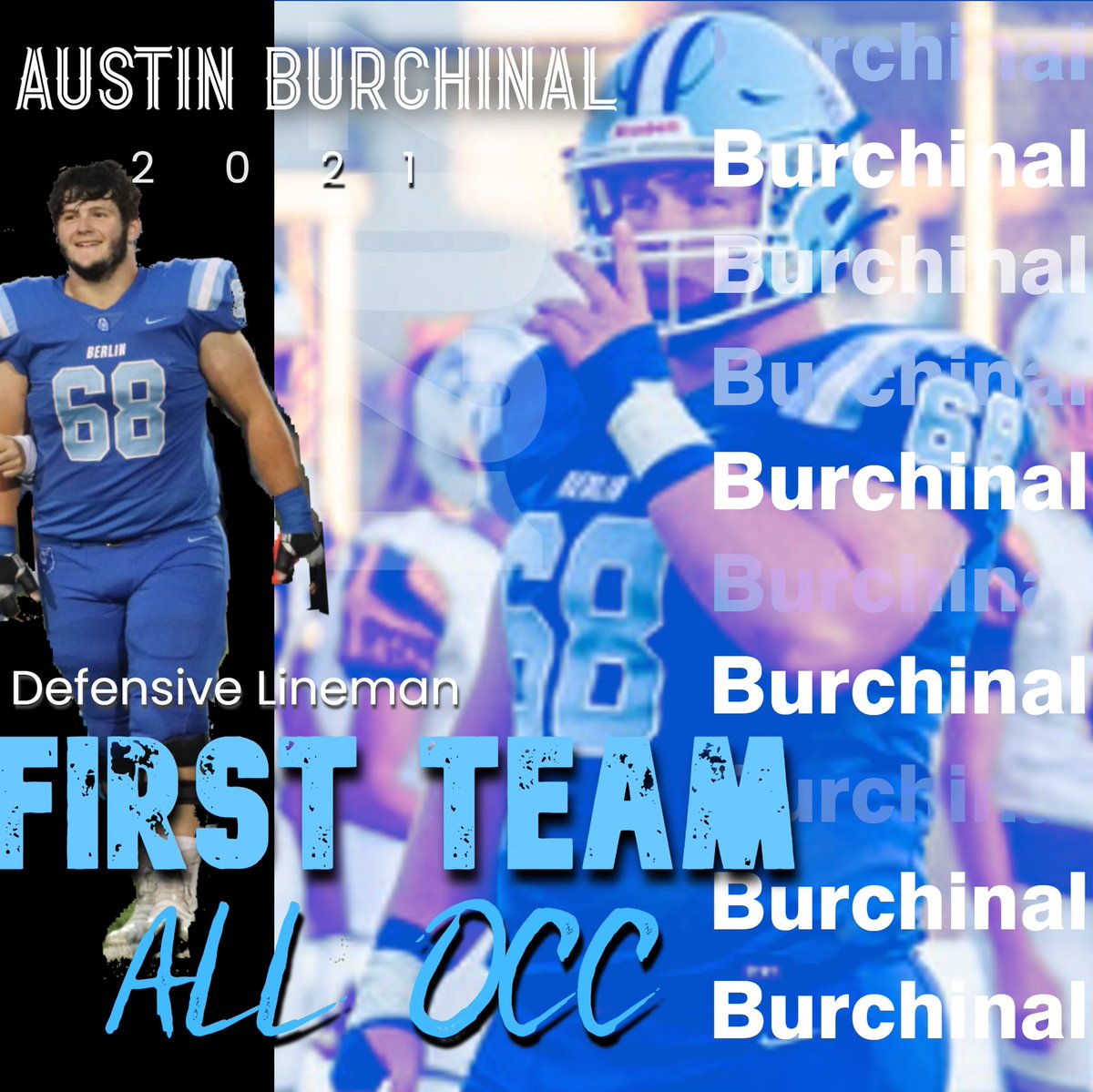 Berlin_Bears_FB's tweet photo. Congratulations to @AustinBurchinal on his First Team All OCC honors and a fantastic career! Excited to watch you grow even more as a leader. https://t.co/BioBJc7WY4