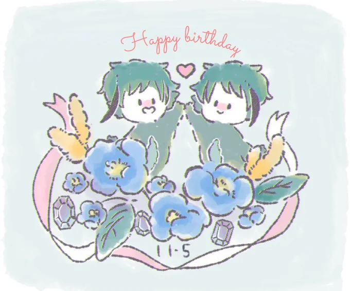 #リーチ兄弟誕生祭2021
誕生日おめでとう〜!!🦈🐬🎂
今年も健やかに過ごしてほしい💐🎀 