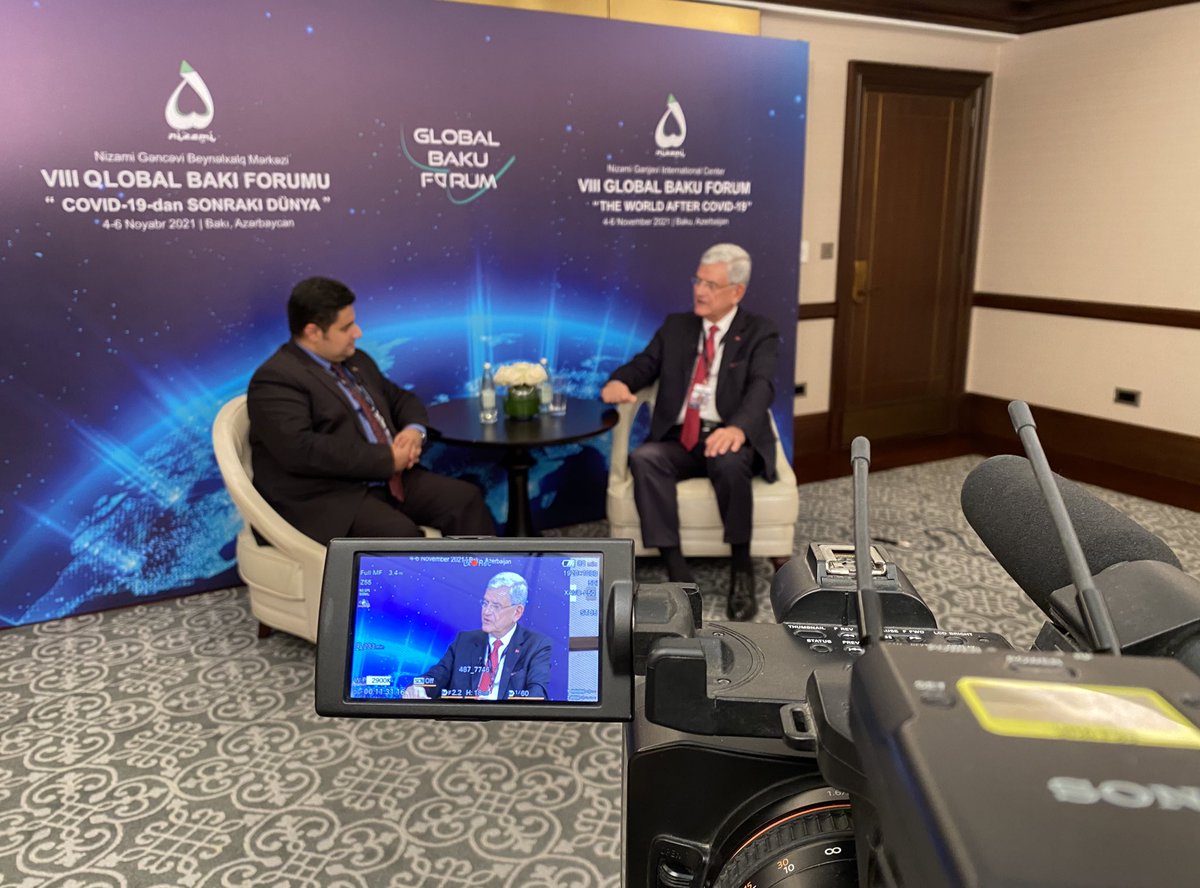 volkan_bozkir's tweet photo. “VIII. Küresel Bakü Forumu” çerçevesinde, Azerbaycan Real TV kanalı ile gündemdeki konulara dair bir söyleşi gerçekleştirdim. 🇹🇷🤝🇦🇿 https://t.co/juBS6PbefG