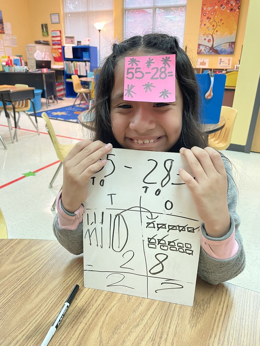 Sonyateacher97's tweet photo. Who says subtracting using the base-10 strategy is hard? Ohh not us! @TBarton42 @mrsjacksonLFIST @MsSabers @teacherduncan @LFLions https://t.co/iZpwraiORd