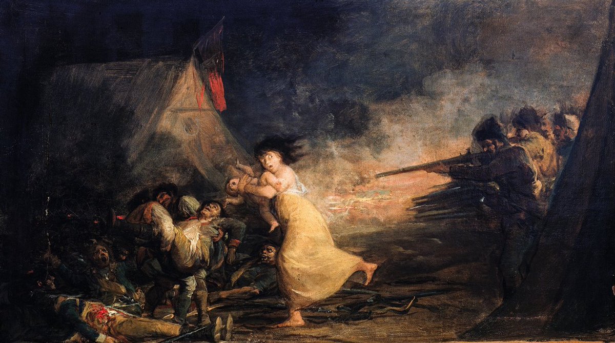 ClaraaDelRey's tweet photo. This painting shows how a woman with her baby ran away from the killers. Isn't it sad? Are you sleeping well these days? I couldn't, knowing that you are taking away the freedom of many people.😔 #sad #killers #4demakinghistory https://t.co/141bVsOIuM