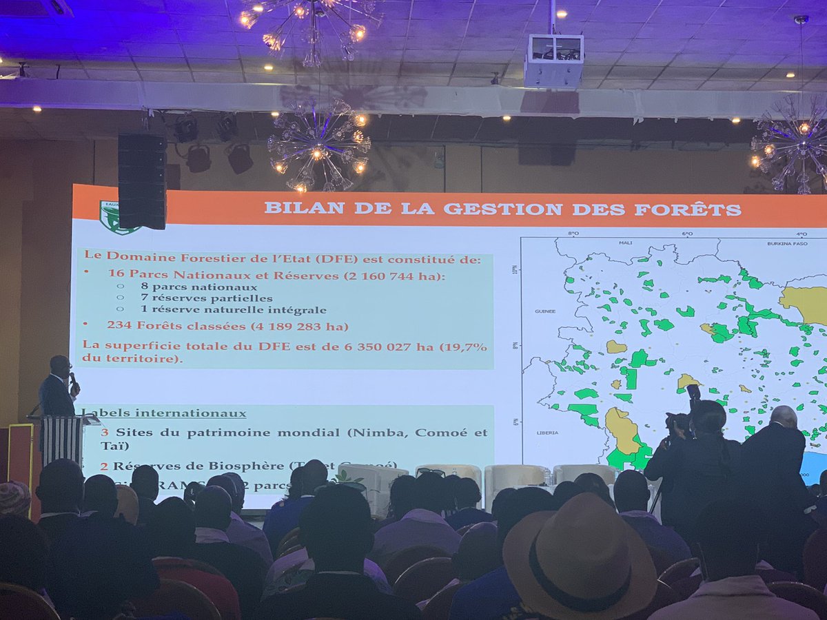Yefien_Coul's tweet photo. Selon le bilan de la gestion des forêts présentée par le Ministre @ARDonwahi le domaine forestier de l’Etat compte 16 parcs nationaux et 2 réserves; ainsi que 120 espèce recensées.
#CIV #CI225 #CIV225 @OulotoD @LCavally https://t.co/vPjluyVGFb
