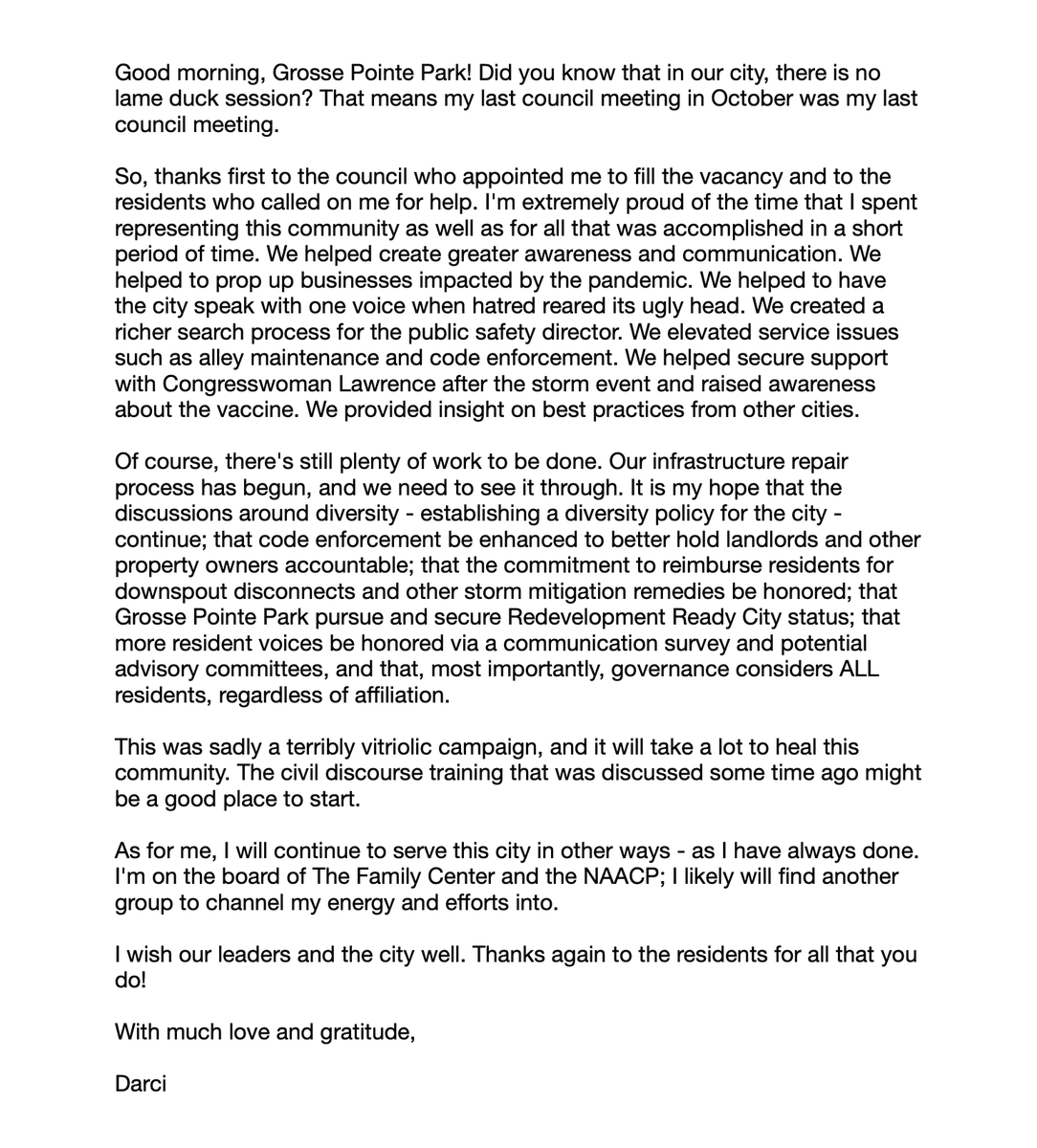 Former GPP Councilmember Darci McConnell (@dmcconnellgpp) on Twitter photo 