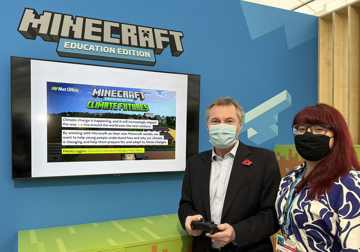 RSLW's tweet photo. Playing @Minecraft climate futures designed by @Microsoft with @metoffice input @COP26   Thanks to @mscharitiesuk Eve Joseph #MinecraftEdu https://t.co/dMgxTPJYab