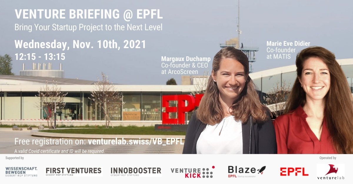 StartupEPFL (@startupepfl) on Twitter photo How do you start your own startup on campus, and get it funded?
Learn it from entrepreneurs Margaux Duchamp of <a href="/ArcoScreen/">ArcoScreen</a>, and Marie Eve Didier of MATIS.
Register and join us on November 10th at <a href="/EPFL/">EPFL</a>
venturelab.swiss/VB_EPFL
#VentureBriefing #SwissStartups <a href="/venturelab_ch/">Venturelab</a> How do you start your own startup on campus, and get it funded?
Learn it from entrepreneurs Margaux Duchamp of <a href="/ArcoScreen/">ArcoScreen</a>, and Marie Eve Didier of MATIS.
Register and join us on November 10th at <a href="/EPFL/">EPFL</a>
venturelab.swiss/VB_EPFL
#VentureBriefing #SwissStartups <a href="/venturelab_ch/">Venturelab</a>